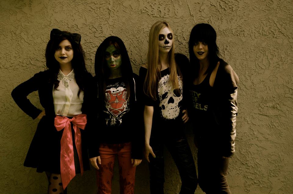 From left to right - a banshee (Sorsha Morava), a goblin (Allisyn Ashley Arm), a little reaper (Athena Baumeister) and another banshee (Katy Townsend).