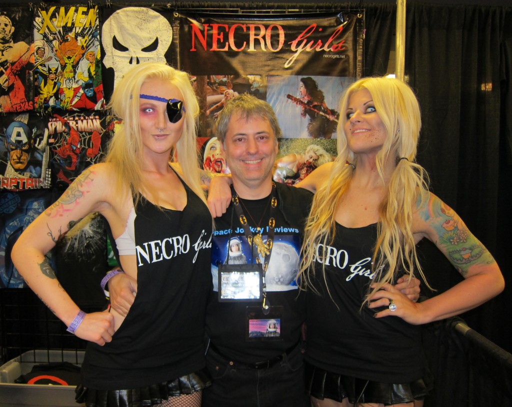 Space Jockey Reviews Editor in Chief Chris Rennirt with the Necro Girls at Fandom Fest 2013